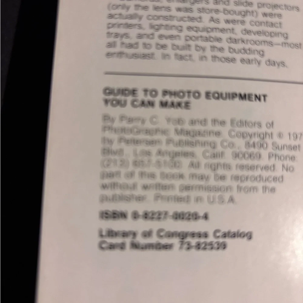 Petersen's Guide to Photo Equipment You Can Make by Parry C. Yob. RARE VTG book